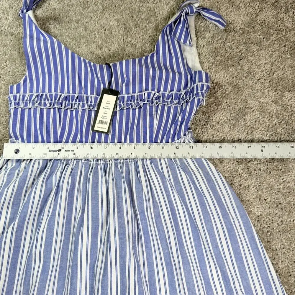 NWT Romeo & Juliet Couture Stripe Scoop Neck Tiered Dress Sz S Blue & White $165